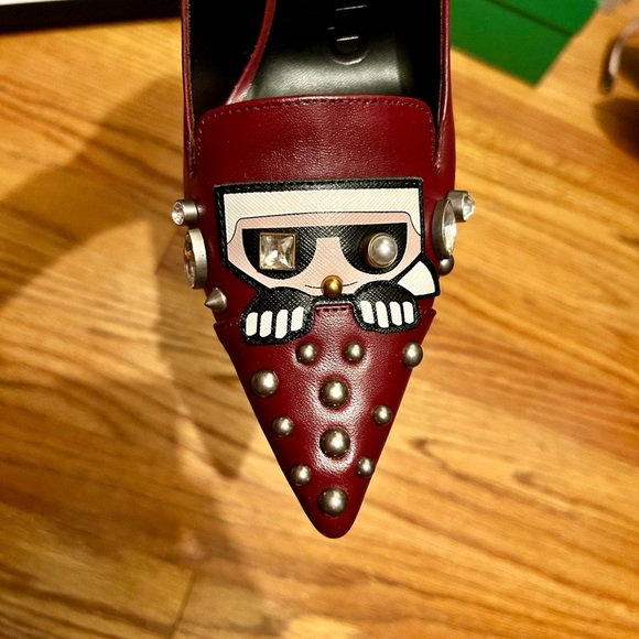 Karl Lagerfeld Burgundy Studded Heels | NWT | size 9.5 - Picture 5 of 11